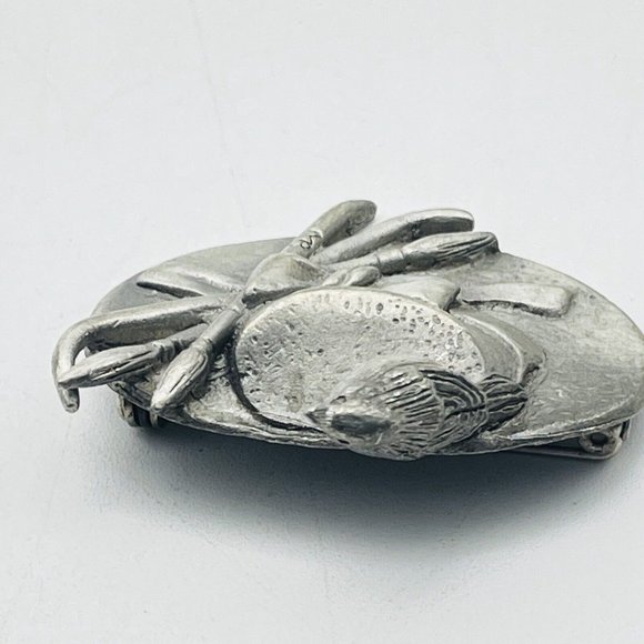 Marjolein Bastin Signed Artist Hat Pin Pewter Tone Bird Paintbrushes Classic - Picture 4 of 7
